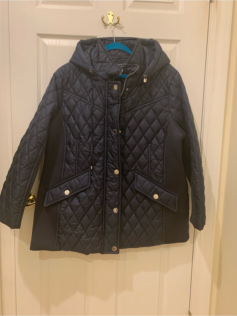 London Fog Quilted Hooded Puffer Jacket - Navy. Women’s XXL Like New!!